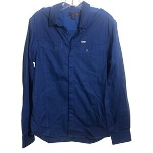 G By Guess Mens M Shirt Long Sleeve Button Front Blue 100% Cotton Pockets GBG